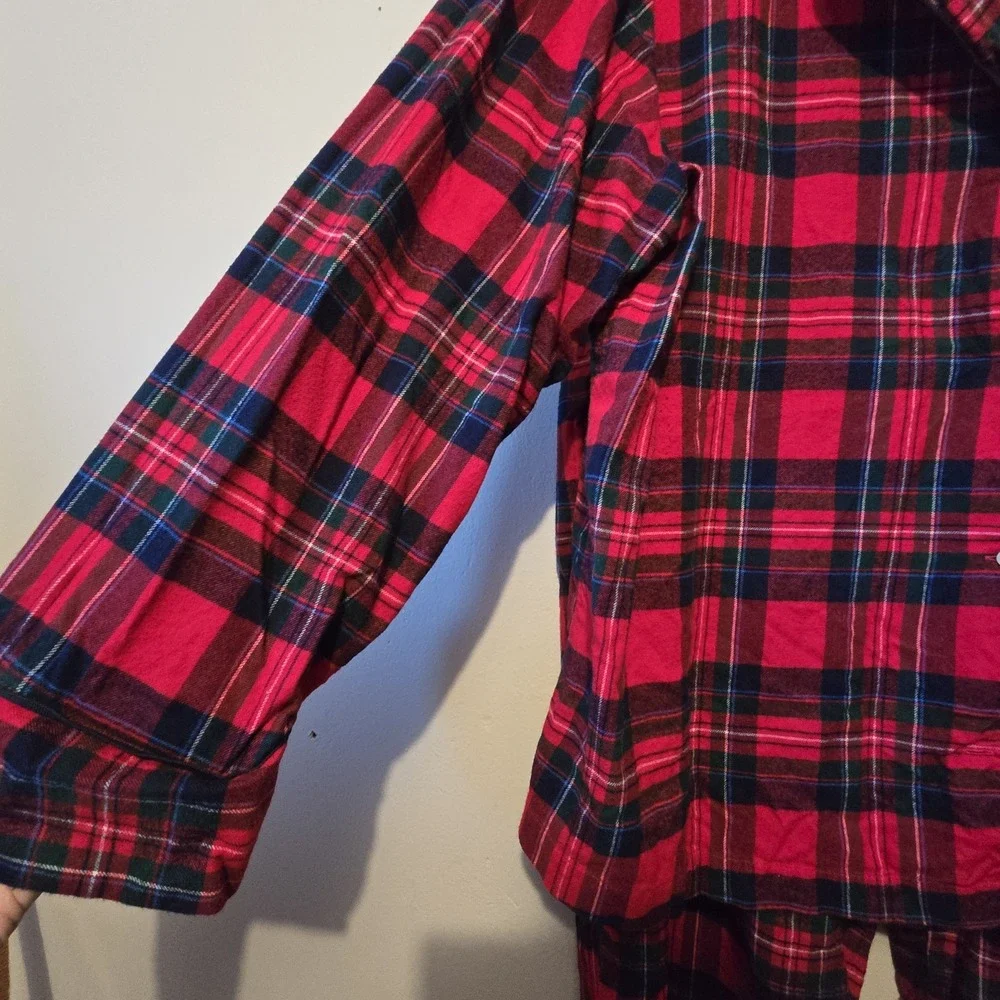 Vineyard Vines Plaid Flannel Pajama Set Womens Plus 3X Red Classic‎ Warm Holiday